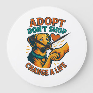 Pet Adopt Liebens T-Shirt Große Wanduhr