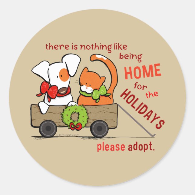 Pet Adoption Patch auf Rusty Zuhause für Weihnacht Runder Aufkleber (Vorderseite)