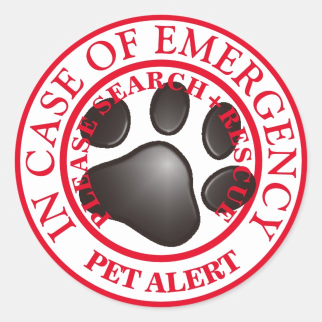 PET ALERT RUNDER AUFKLEBER (Vorderseite)