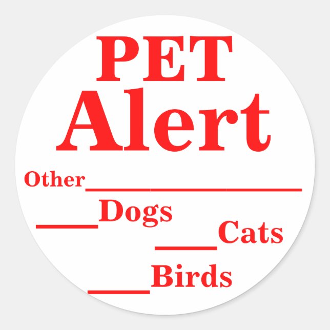Pet Alert Stickers (Vorderseite)