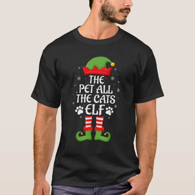 Pet All The Cats Elf Family Matching Elf Squad Chr T-Shirt (Vorderseite)