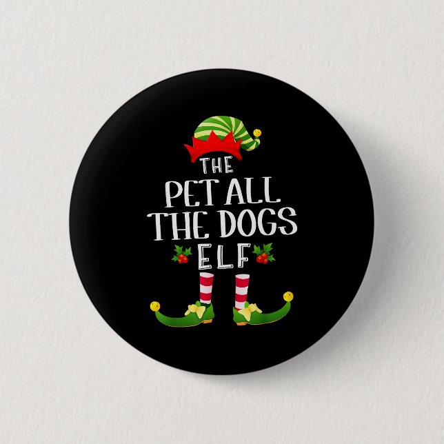 Pet All The Dogs Christmas Elf Matching Pajama X-m Button (Vorderseite)