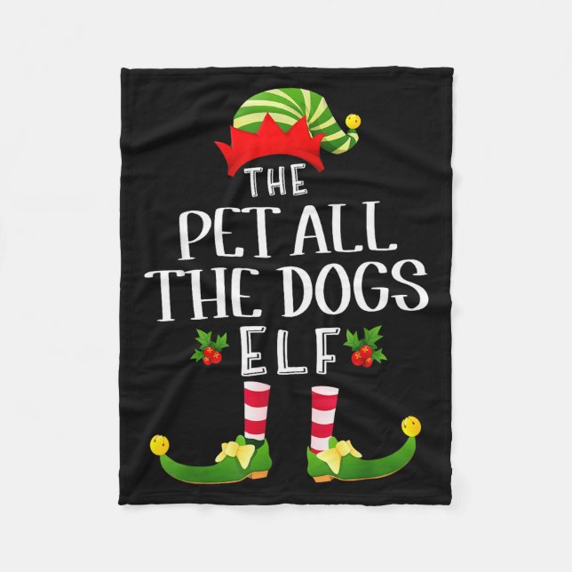 Pet All The Dogs Christmas Elf Matching Pajama X-m Fleecedecke (Vorderseite)