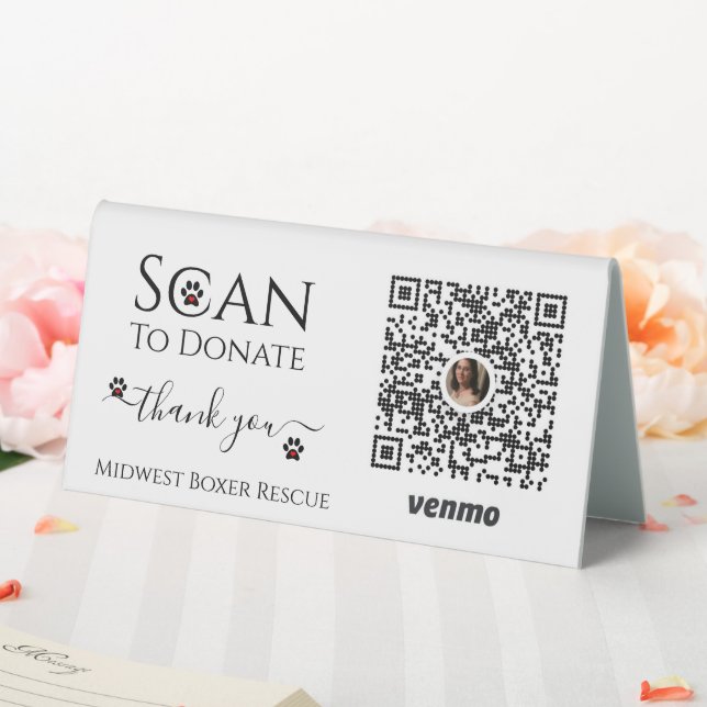 Pet and Dog Rescue Ideas Fundraisers Venmo Signing Tischaufsteller (In Situ (Hochzeit))