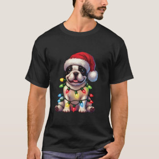 Pet Animal French Bulldog Lover Weihnachtsmannmütz T-Shirt