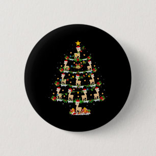 Pet Animal Xmas Lights Santa Alpaca Weihnachtsbaum Button