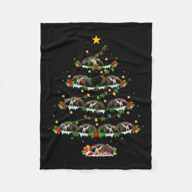 Pet Animal Xmas Lights Santa Anteater Weihnachten Fleecedecke (Vorderseite)