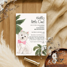 Pet Baby Shower Girl Tropical Westie Dog Einladung