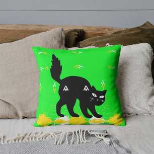 Pet Black Cat Limon White Yellow Niedlich Moderne Kissen