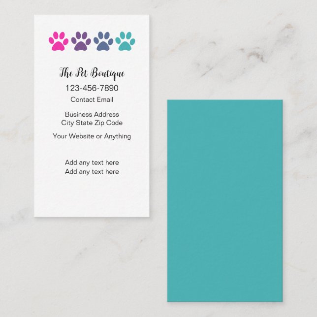 Pet Boutique Tendance Simple Cartes de visite (Devant / Derrière)