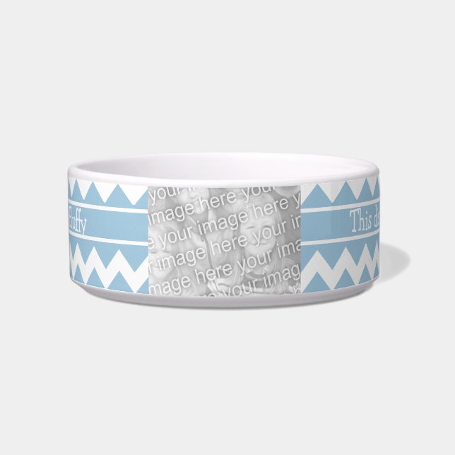 Pet Bowl Foto Blau/Weiß Chevronen Napf (Vorderseite)