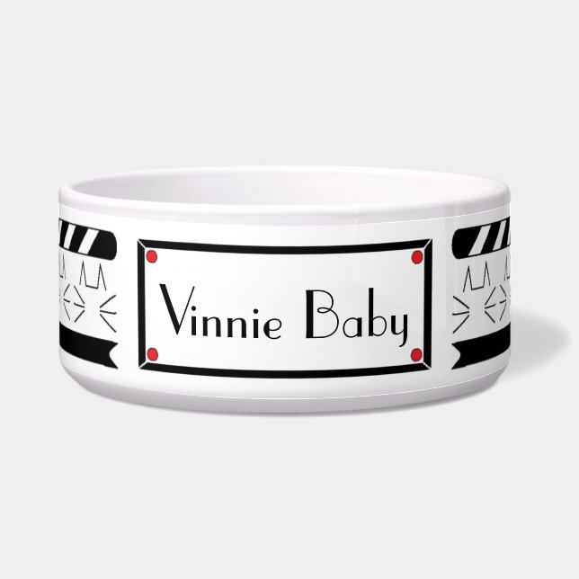 Pet Bowl Large Black/White "FÜTTRE ME HANGRY" Napf (Vorderseite)