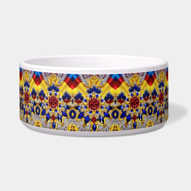 Pet Bowl mit rumänischen Farben Abstraktes Design Napf (Vorderseite)