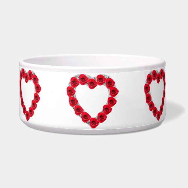 Pet Bowl Rotes Herz Rose Napf (Vorderseite)