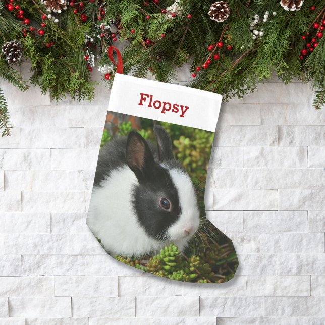 Pet Bunny Lover Rabbit Foto und Name Personalisier Kleiner Weihnachtsstrumpf (Von Creator hochgeladen)
