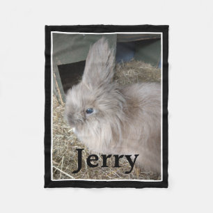 Pet Bunny Memorial Single Foto und Name Fleecedecke