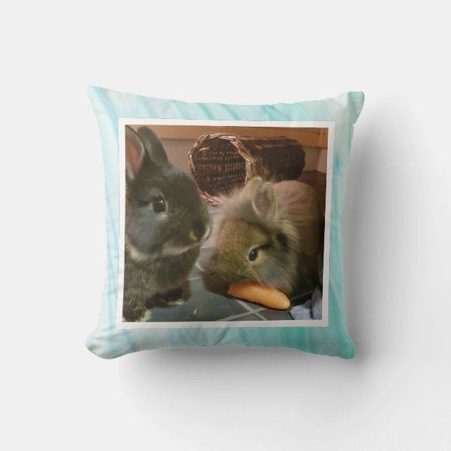 Pet bunny photo -light green kissen (Vorderseite)