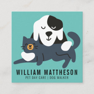 PET CARE Dog Walker Pet Sitter Business Card Quadratische Visitenkarte
