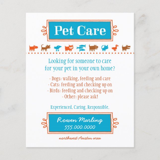 Pet Care Flyer Colorful Animal Silhouettes (Vorne)