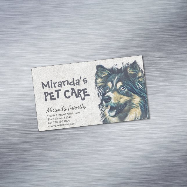Pet Care Grooming Sitting Adorable Cartoon Hund Magnetische Visitenkarte (Beispiel)