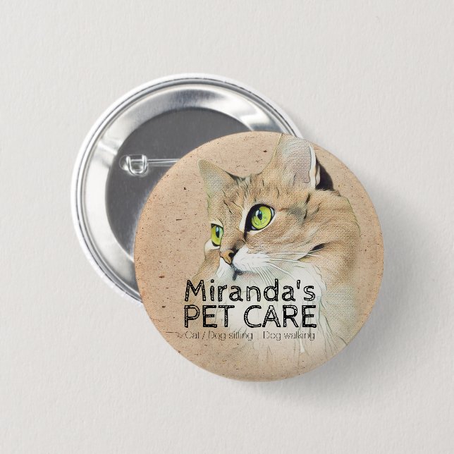 Pet Care Grooming Sitting Beauty Salon Katze Button (Vorne & Hinten)