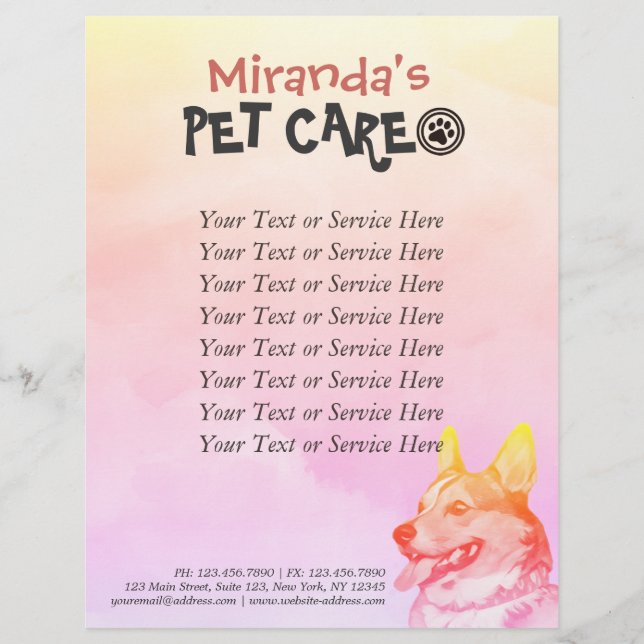 Pet Care Grooming Sitting Dog Beauty Salon Flyer (Vorne)