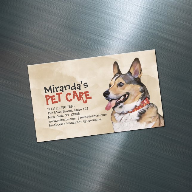 Pet Care Grooming Sitting Pet Beauty Salon Magnetische Visitenkarte (Von Creator hochgeladen)