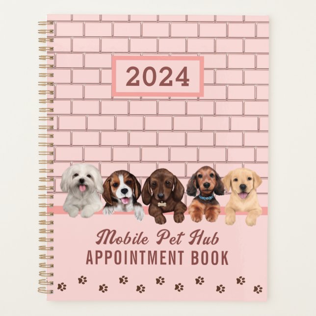 Pet Care Hund wird rot pink Terminkalender Planer (Vorderseite)