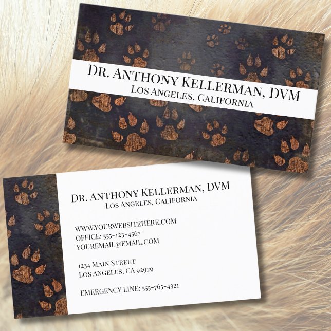 Pet Care Klinik Päw Print Veterinarian Visitenkarte (Paw Print Veterinarian Business Card)