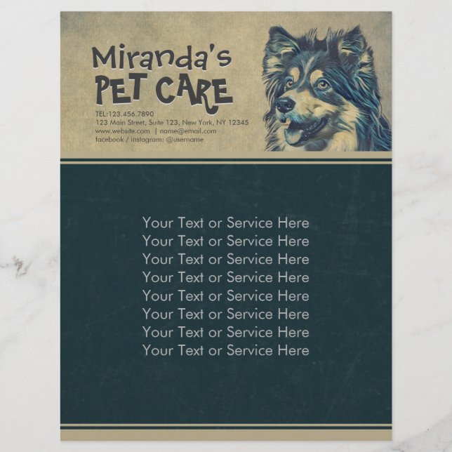 Pet Care Sitting Adorable Cartoon Dog Illustration Flyer (Vorne)