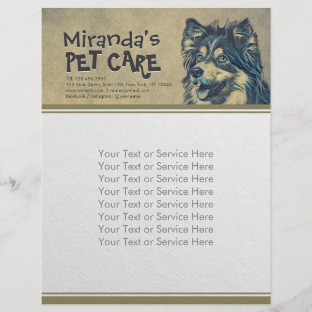 Pet Care Sitting Adorable Cartoon Dog Illustration Flyer (Vorne)