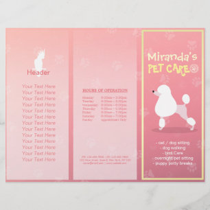 Pet Care Sitting Cartoon Dog Tri-Falten Broschüren