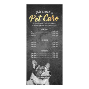 Pet Care Sitting Grooming Beauty Salon Preisliste Werbekarte
