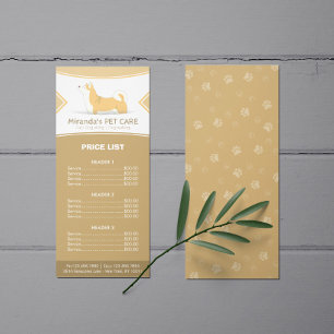 Pet Care Sitting Grooming Beauty Salon Preisliste Werbekarte