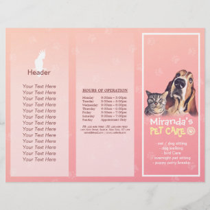 Pet Care Sitting Grooming Salon Tri-Fold Broschüre