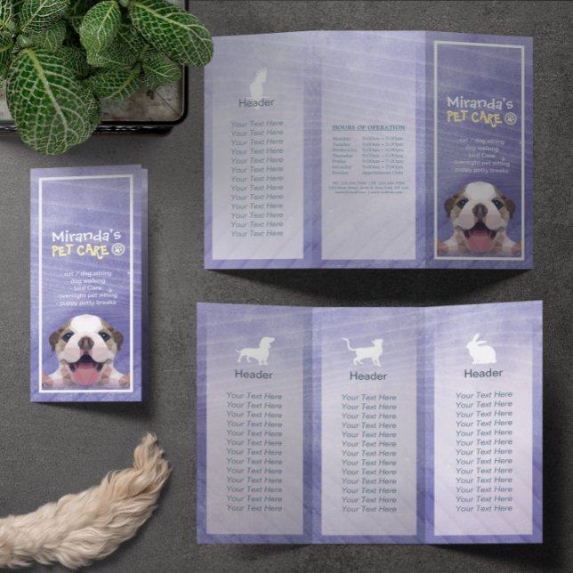 Pet Care Sitting Grooming Salon Tri-Fold Broschüre (Von Creator hochgeladen)