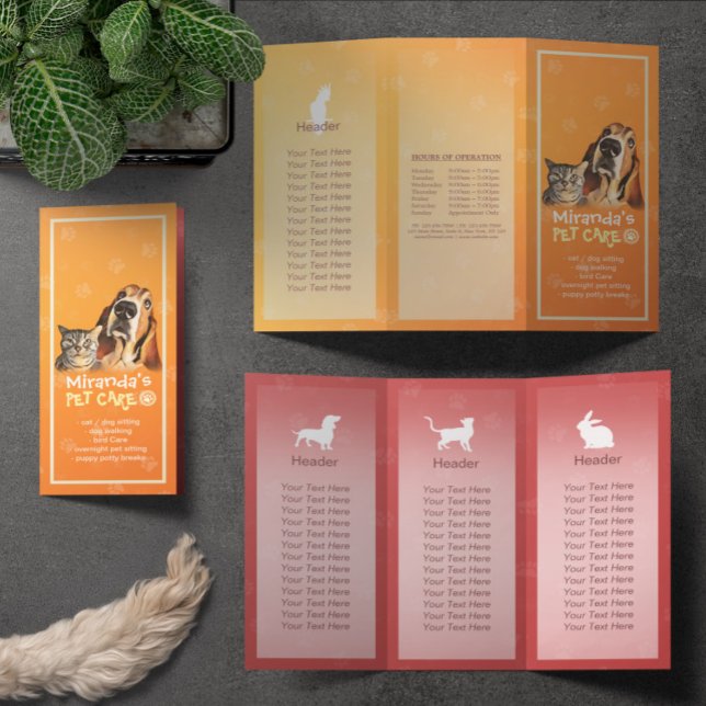 Pet Care Sitting Grooming Salon Tri-Fold Broschüre (Von Creator hochgeladen)