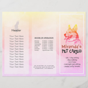 Pet Care Sitting Grooming Salon Tri-Fold Broschüre