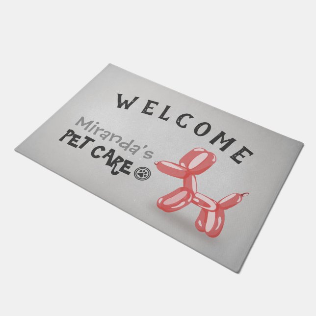 Pet Care Sitting Grooming Willkommen Niedlicher Hu Fußmatte (Schrägansicht)