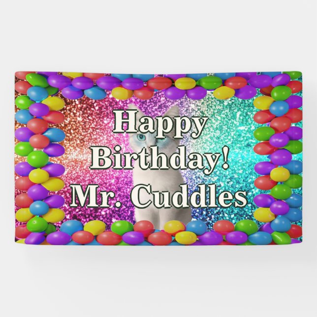 Pet Cat Bannière personnalisable d'anniversaire de (Horizontal)