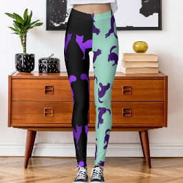 Pet Cat Pattern für Fotos Lila schwarz anpassen Leggings