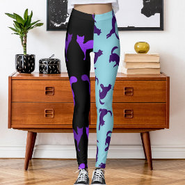Pet Cat Pattern für Fotos Lila schwarz anpassen Leggings