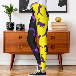 Pet Cat Pattern für Fotos Lila schwarz anpassen Leggings