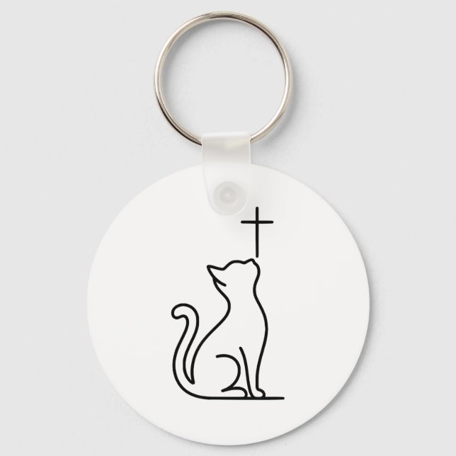 Pet Cats Love Jesus Be Happy Savior  Schlüsselanhänger (Vorderseite)
