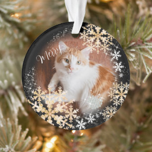 Pet Chat Noël Ornement d'or noir