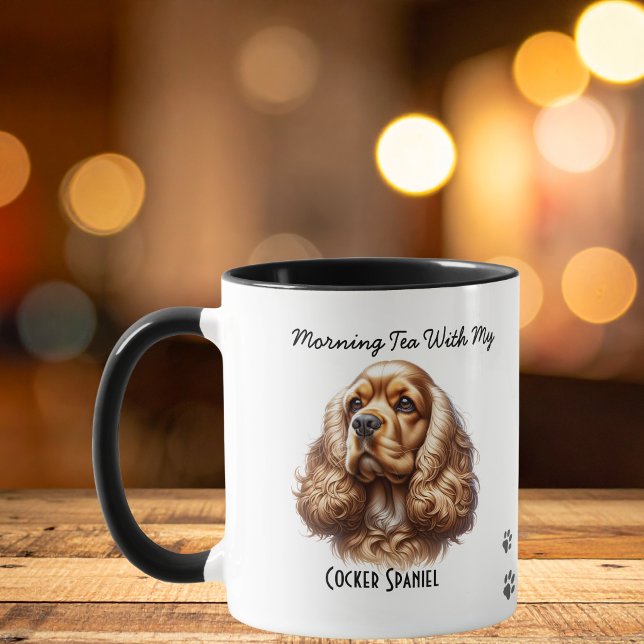 Pet Cocker Spaniel Paws Brown Personalize Tasse (Personalize this fun Cocker Spaniel Mug, add your pets photo and name in the center of mug)
