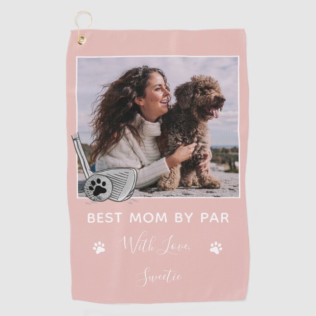 Pet Custom Foto Best Mama Par Golf Handtuch (Vorderseite)