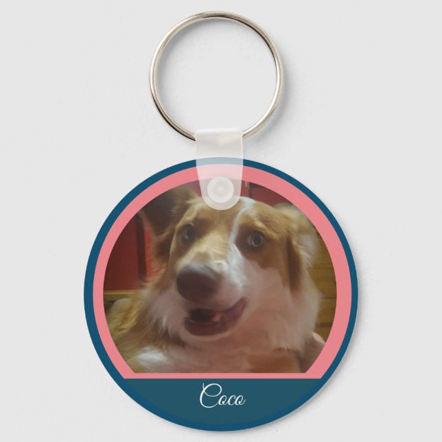 Pet Custom Photo and Name Keychain Schlüsselanhänger (Vorderseite)