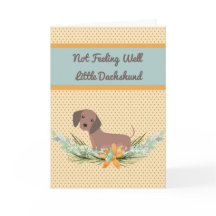 Pet Dachshund Obtenir Bonne Carte Pois & Fleurs
