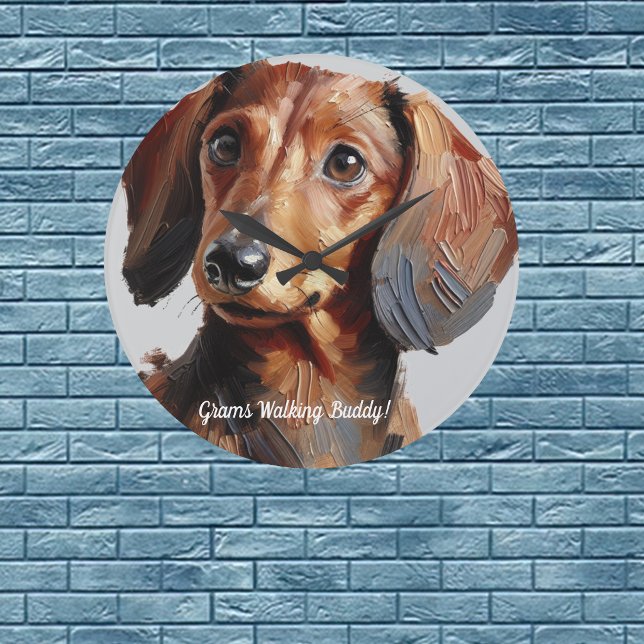  Pet Dachshund  Personalize Wall Clock Große Wanduhr (Von Creator hochgeladen)